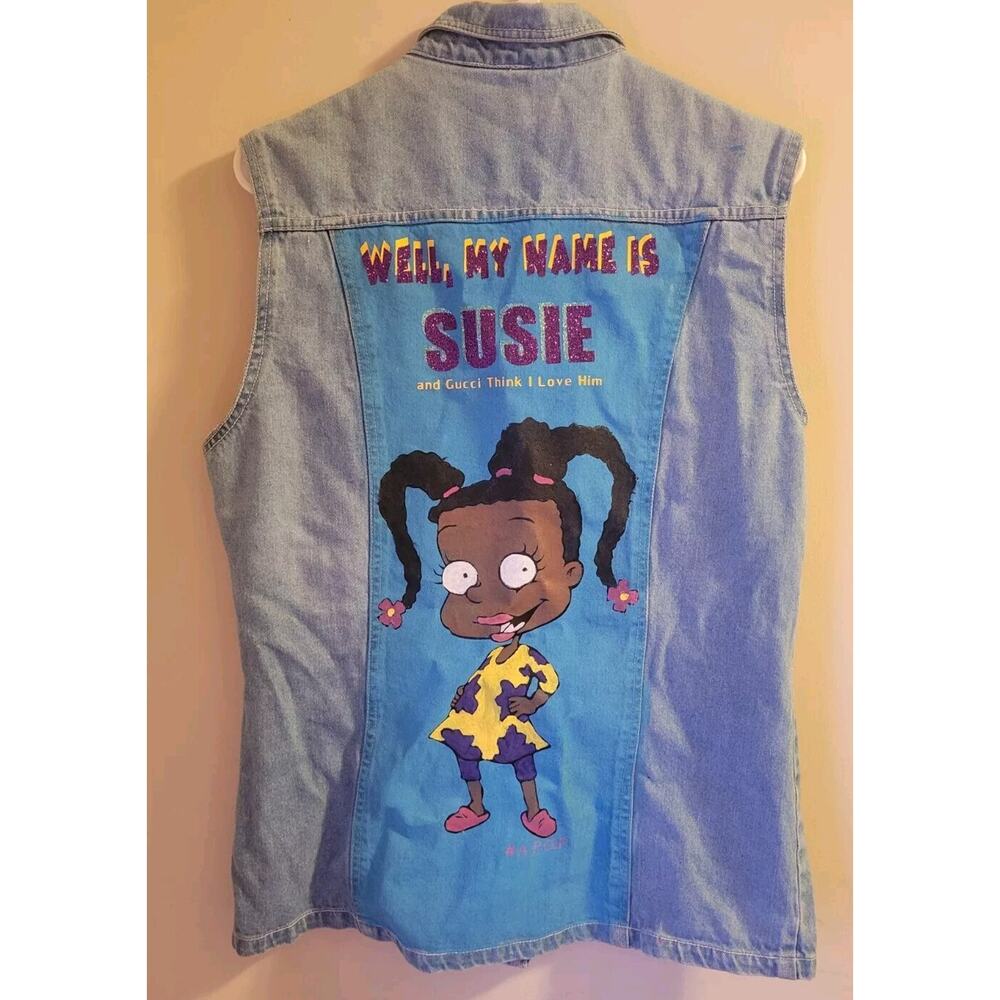 Reworked Rugrats Susie Jean Vest Carols Denims Size 3XL Design By #A.P.O.P.